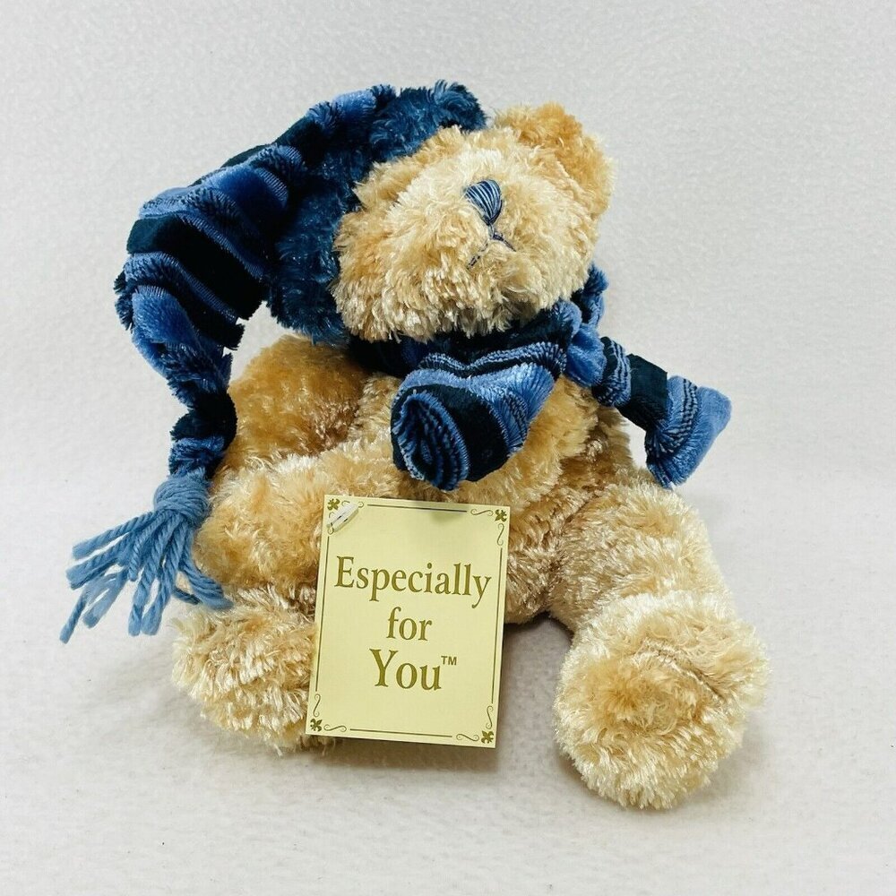 Dandee Bear Plush Soft Toy Winter Christmas Cozy Blue Scarf Beanie Hat Tag Gift